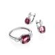 Silver Earrings With Rhodolite And Crystals, image , picture 4