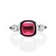 Silver Ring With Bright Rhodolite Centerstone And Crystals, Ring Size: 6.5 / 17, image , picture 3