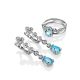 Synthetic Topaz Silver Ring With Crystals, Ring Size: 6 / 16.5, image , picture 4