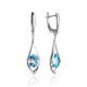 Synthetic Topaz Dangle Earrings In Silver, image 