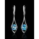Synthetic Topaz Dangle Earrings In Silver, image , picture 2