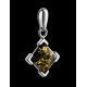 Square Silver Pendant With Green Amber The Artemis, image , picture 2