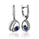 Silver Dangles With Synthetic Sapphire And Crystals, image 