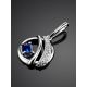 Silver Round Pendant With Synthetic Sapphire And Crystals, image , picture 2
