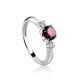 Classy Garnet Silver Ring With Crystals, Ring Size: 6 / 16.5, image 