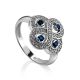 Classy Silver Ring With Blue And White Crystals, Ring Size: 8 / 18, image 