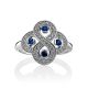 Classy Silver Ring With Blue And White Crystals, Ring Size: 8 / 18, image , picture 3