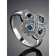 Classy Silver Ring With Blue And White Crystals, Ring Size: 7 / 17.5, image , picture 2