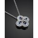 Silver Necklace With Blue And White Crystals, Length: 45, image , picture 2