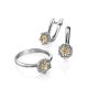 Silver Golden Floral Ring With Diamond Centerpiece The Diva, Ring Size: 5.5 / 16, image , picture 4