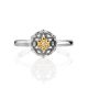 Silver Golden Floral Ring With Diamond Centerpiece The Diva, Ring Size: 5.5 / 16, image , picture 3