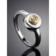 Silver Golden Floral Ring With Diamond The Diva, Ring Size: 6 / 16.5, image , picture 2