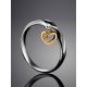 Silver Ring With Golden Diamond Heart Dangle The Diva, Ring Size: 6.5 / 17, image , picture 2