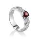 Filigree Silver Ring With Round Garnet Centerstone, Ring Size: 6.5 / 17, image 