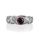 Filigree Silver Ring With Round Garnet Centerstone, Ring Size: 6.5 / 17, image , picture 3