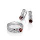 Filigree Silver Ring With Round Garnet Centerstone, Ring Size: 6.5 / 17, image , picture 4