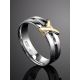Double Band Silver Ring With Diamond And Golden Detail The Diva, Ring Size: 6 / 16.5, image , picture 2