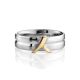 Double Band Silver Ring With Diamond And Golden Detail The Diva, Ring Size: 6 / 16.5, image , picture 3