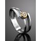 Silver Golden Statement Ring With Diamond The Diva, Ring Size: 6 / 16.5, image , picture 2