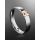 Silver Band Ring With Diamond And Golden Details The Diva, Ring Size: 12 / 21.5, image , picture 2