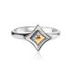 Geometric Silver Golden Ring With Diamonds The Diva, Ring Size: 6.5 / 17, image , picture 3