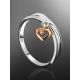 Silver Ring With Golden Diamond Heart Dangle The Diva, Ring Size: 8 / 18, image , picture 2
