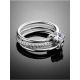 Silver Stackable Triple Band Ring With Crystals, Ring Size: 6 / 16.5, image , picture 2