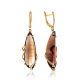 Faceted Smoky Quartz Golden Dangle Earrings, image 