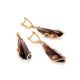 Faceted Smoky Quartz Golden Dangle Earrings, image , picture 4