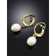 Pearl Drop Earrings in Hammered 18ct Gold on Sterling Silver ​The Palazzo, image , picture 2