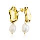 Gold Plated Silver Earrings With Pearl Dangles The Palazzo, image 