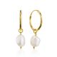 18ct Gold on Sterling Silver ​Hoop Earrings with Pearl Charm The Palazzo, image 