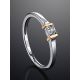 Silver Golden Ring With Diamond Centerstone The Diva, Ring Size: 7 / 17.5, image , picture 2