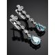 Synthetic Topaz Silver Drop Earrings With Crystals, image , picture 2