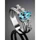 Synthetic Topaz Silver Ring With Crystals, Ring Size: 6 / 16.5, image , picture 2