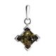 Square Silver Pendant With Green Amber The Artemis, image 