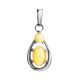 Honey Amber Silver Pendant The Prussia, image 