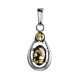 Green Amber Drop Pendant In Silver The Prussia, image 