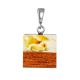Cubic Wooden Pendant With White Amber The Indonesia, image 