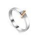 Silver Ring With Diamond And Golden Detail The Diva, Ring Size: 6 / 16.5, image 