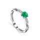 Green Agate Silver Ring With Crystals, Ring Size: 7 / 17.5, image 