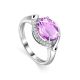 Silver Ring With Bold Amethyst And Crystals, Ring Size: 7 / 17.5, image 