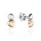 Silver Golden Heart Shaped Stud Earrings With Diamonds The Diva, image 