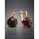 Classy Golden Earrings With Smoky Quartz, image , picture 2