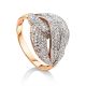 Golden Cocktail Ring With Profusion Of Crystals, Ring Size: 9.5 / 19.5, image 