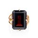 Geometric Golden Ring With Synthetic Garnet, Ring Size: 8.5 / 18.5, image , picture 4