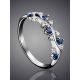 Refined Silver Ring With Blue And White Crystals, Ring Size: 6 / 16.5, image , picture 2