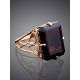 Geometric Golden Ring With Synthetic Garnet, Ring Size: 8.5 / 18.5, image , picture 2