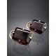 Geometric Golden Earrings With Synthetic Garnet, image , picture 2