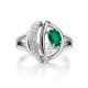 Silver Ring With Green Agate And White Crystals, Ring Size: 6.5 / 17, image , picture 4